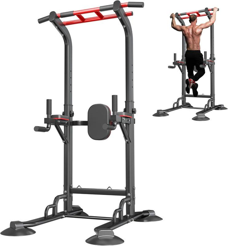 Power Tower Pull up Bar Station for Home Gym - Adjustable Height, Multi-Function Dip Station, 500LBS Capacity - Strength Training Equipment for Pull Ups, Dips & Leg Raises (Black)