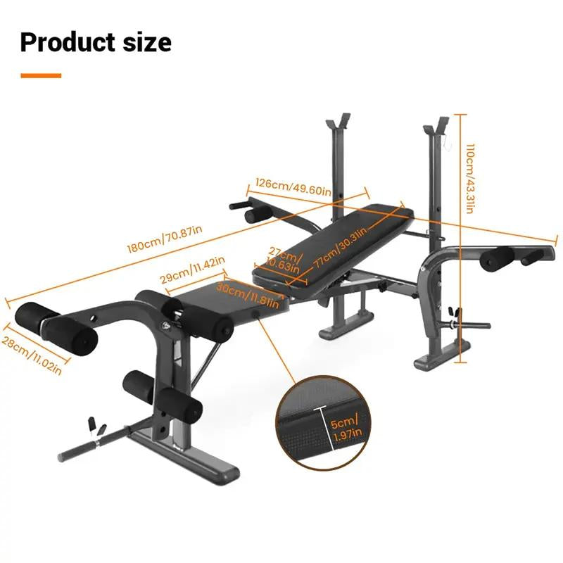 Workout Bench for Home Gym Strength Training Equipment with Preacher Curl Pad and Weight Rack Storage