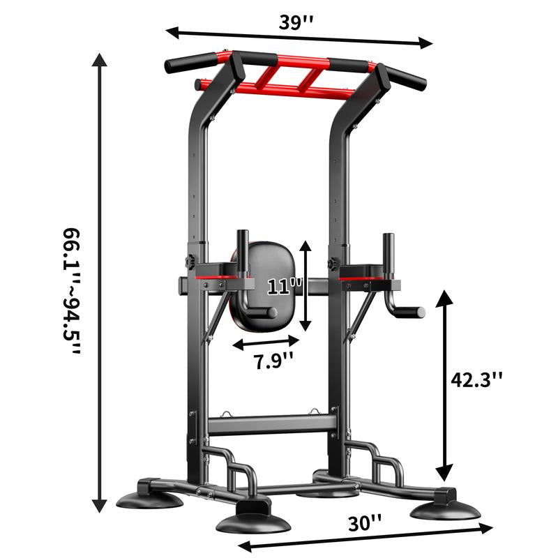 Power Tower Pull up Bar Station for Home Gym - Adjustable Height, Multi-Function Dip Station, 500LBS Capacity - Strength Training Equipment for Pull Ups, Dips & Leg Raises (Black)