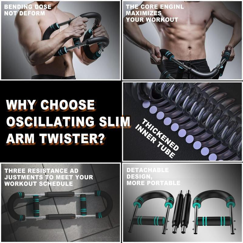 Arm Trainer,60~130Lb Adjustable Spring Workout Bar, Forearm Triceps Chest Enhanced Exercise Strengthener,Portable Home Fitness Equipment