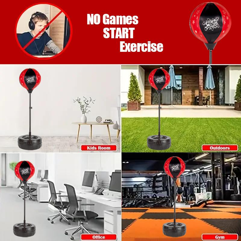 Adjustable Punching Bag with Boxing Gloves – Fun and Safe Toy for Karate, Martial Arts Training & Active Play, Perfect Gift for All Drills