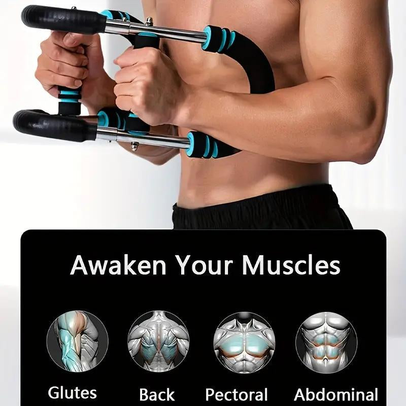 Arm Trainer,60~130Lb Adjustable Spring Workout Bar, Forearm Triceps Chest Enhanced Exercise Strengthener,Portable Home Fitness Equipment