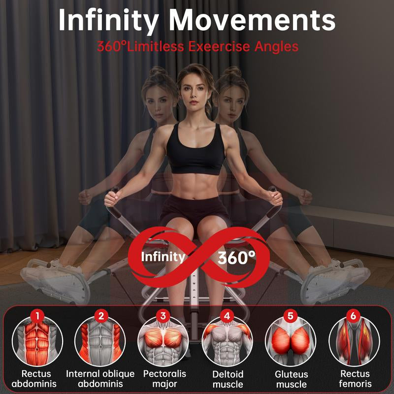 AB SWING INFINITY- Home Ab Workout Machine, Core Training Equipment, Multi-Functional Ab Exercise Trainer, Foldable for Easy Storage, Ideal for Home Gyms, Strength Training, and Fat-Burning Workouts