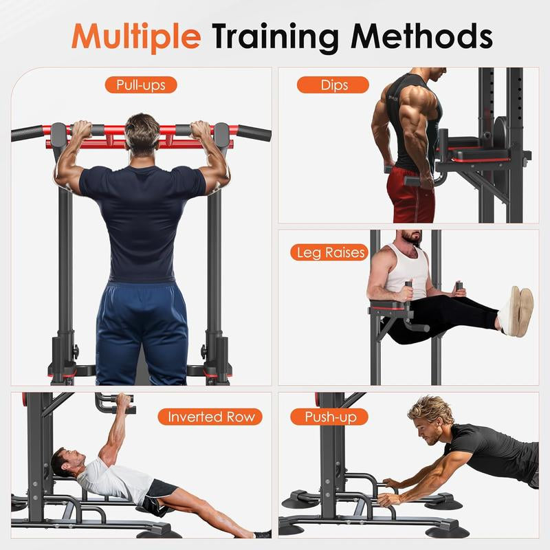 Power Tower Pull up Bar Station for Home Gym - Adjustable Height, Multi-Function Dip Station, 500LBS Capacity - Strength Training Equipment for Pull Ups, Dips & Leg Raises (Black)