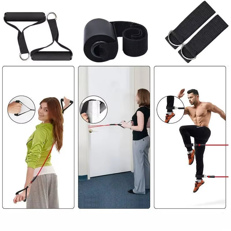 11Pcs/Set Pull Rope, Resistance Bands, Portable Fitness Equipment, Ankle Strap, Chest Expander, Elastic Exercise Band