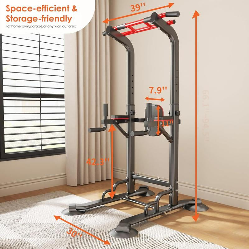 Power Tower Pull up Bar Station for Home Gym - Adjustable Height, Multi-Function Dip Station, 500LBS Capacity - Strength Training Equipment for Pull Ups, Dips & Leg Raises (Black)