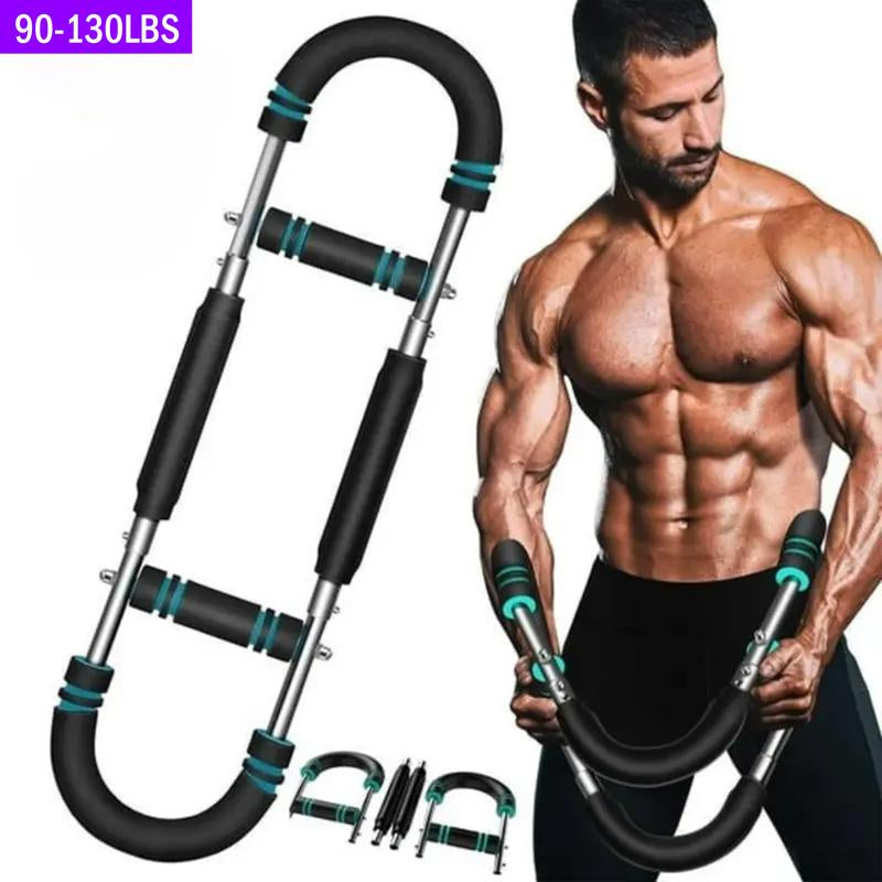 Arm Trainer,60~130Lb Adjustable Spring Workout Bar, Forearm Triceps Chest Enhanced Exercise Strengthener,Portable Home Fitness Equipment