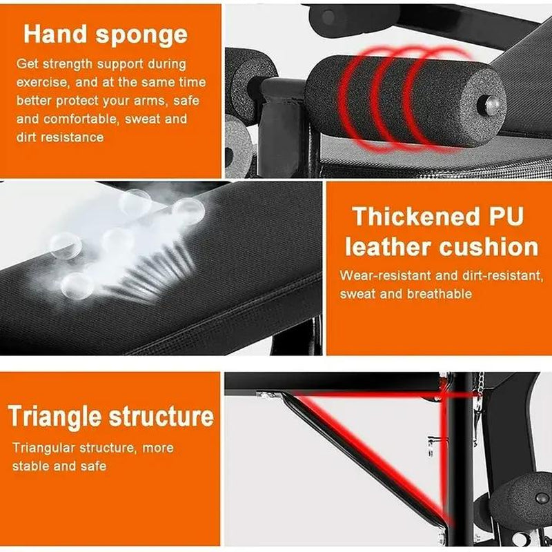 Workout Bench for Home Gym Strength Training Equipment with Preacher Curl Pad and Weight Rack Storage