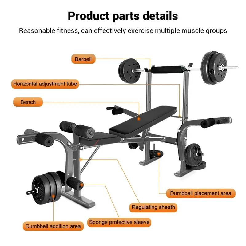 Workout Bench for Home Gym Strength Training Equipment with Preacher Curl Pad and Weight Rack Storage