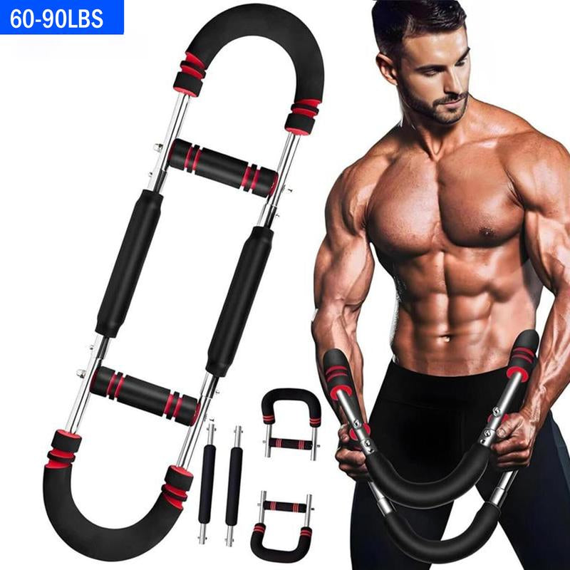 Arm Trainer,60~130Lb Adjustable Spring Workout Bar, Forearm Triceps Chest Enhanced Exercise Strengthener,Portable Home Fitness Equipment