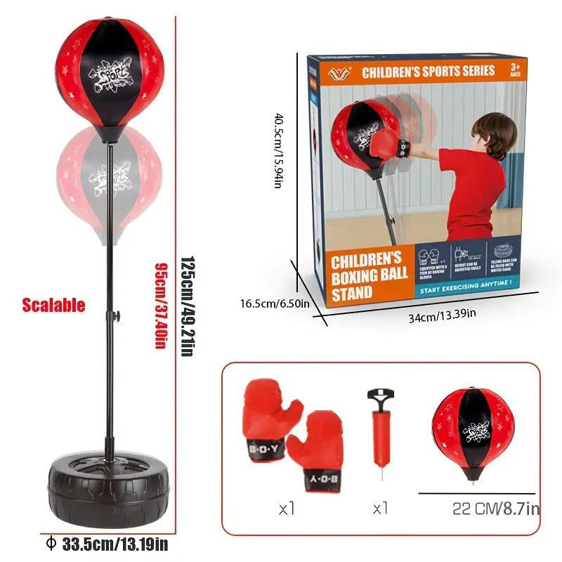 Adjustable Punching Bag with Boxing Gloves – Fun and Safe Toy for Karate, Martial Arts Training & Active Play, Perfect Gift for All Drills