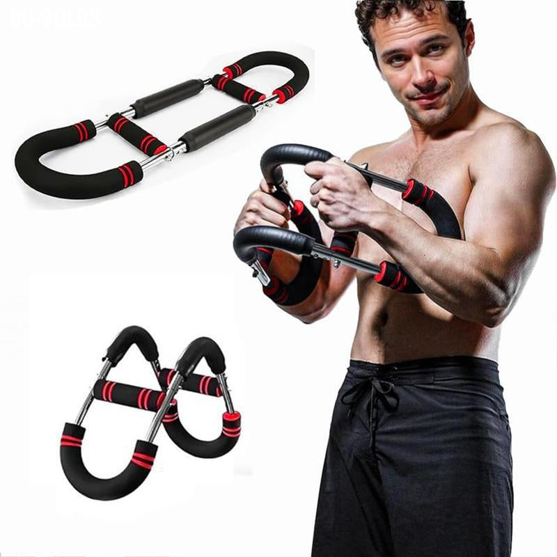 Arm Trainer,60~130Lb Adjustable Spring Workout Bar, Forearm Triceps Chest Enhanced Exercise Strengthener,Portable Home Fitness Equipment
