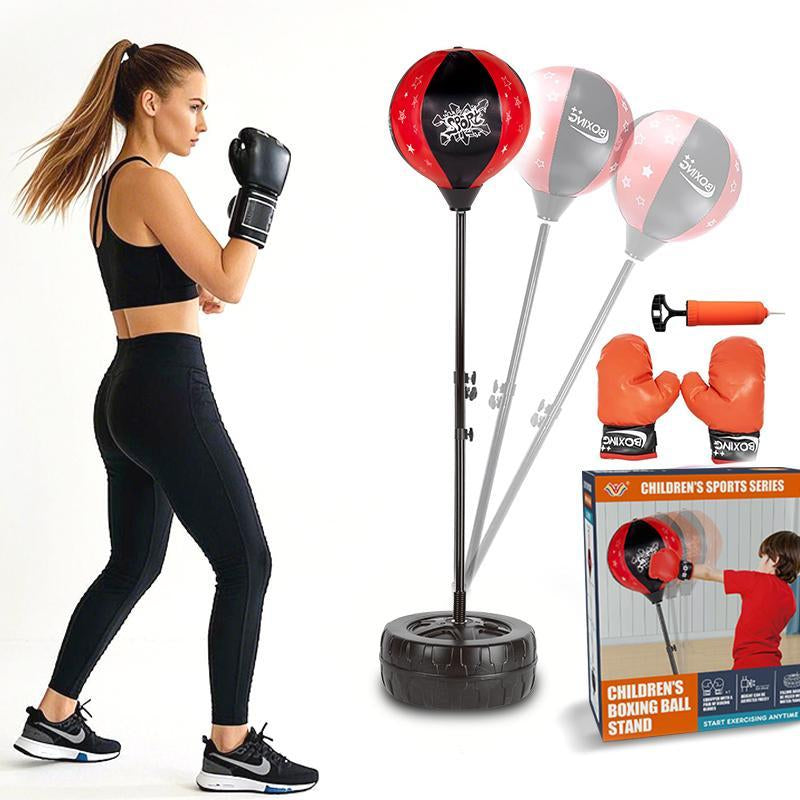 Adjustable Punching Bag with Boxing Gloves – Fun and Safe Toy for Karate, Martial Arts Training & Active Play, Perfect Gift for All Drills