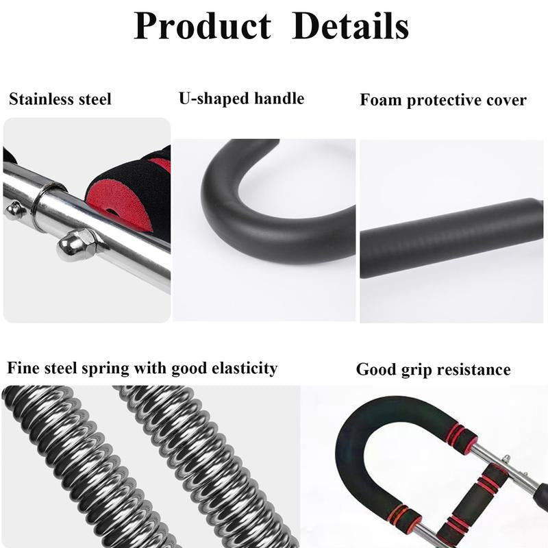 Arm Trainer,60~130Lb Adjustable Spring Workout Bar, Forearm Triceps Chest Enhanced Exercise Strengthener,Portable Home Fitness Equipment