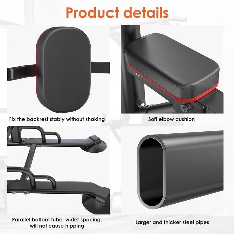 Power Tower Pull up Bar Station for Home Gym - Adjustable Height, Multi-Function Dip Station, 500LBS Capacity - Strength Training Equipment for Pull Ups, Dips & Leg Raises (Black)