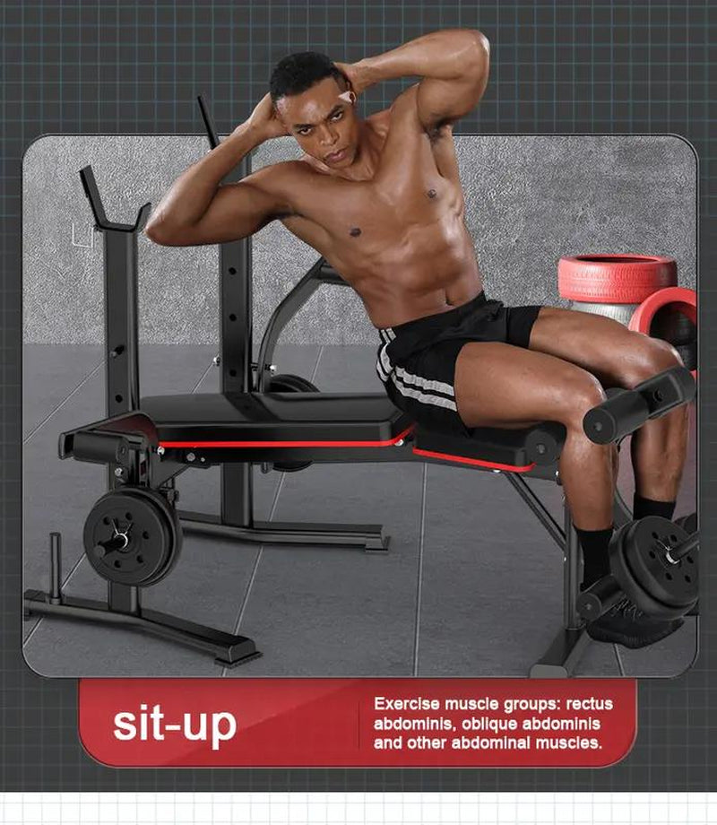 Workout Bench for Home Gym Strength Training Equipment with Preacher Curl Pad and Weight Rack Storage