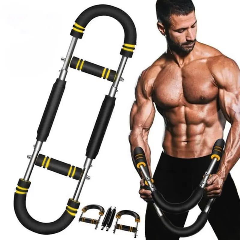 Arm Trainer,60~130Lb Adjustable Spring Workout Bar, Forearm Triceps Chest Enhanced Exercise Strengthener,Portable Home Fitness Equipment
