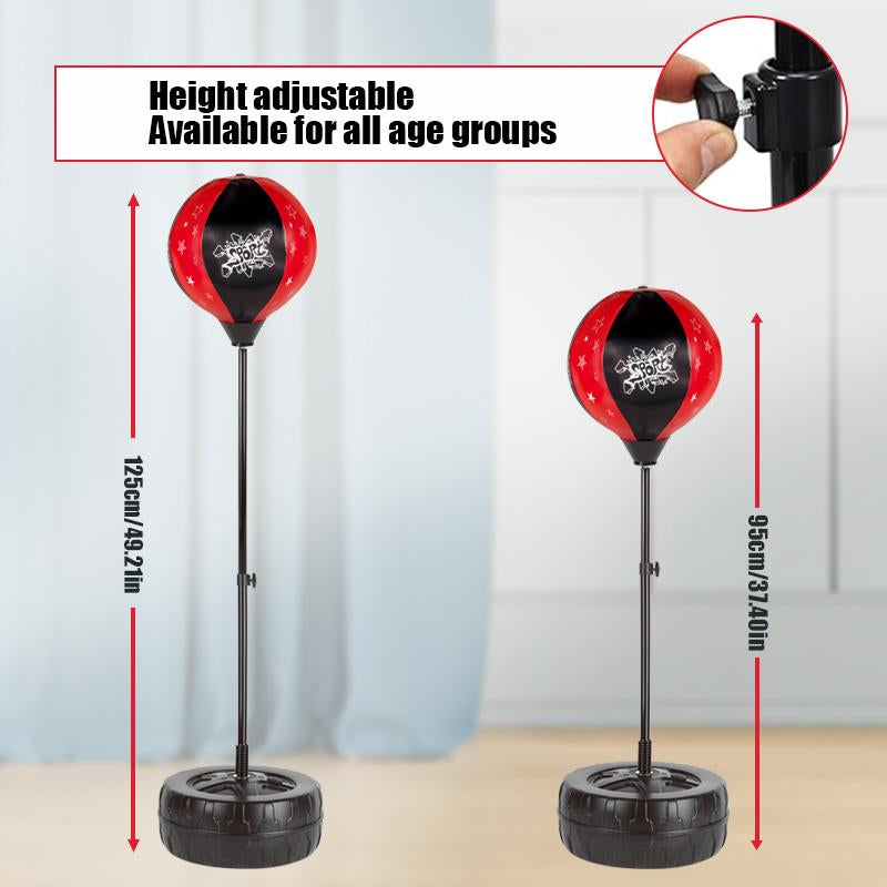 Adjustable Punching Bag with Boxing Gloves – Fun and Safe Toy for Karate, Martial Arts Training & Active Play, Perfect Gift for All Drills