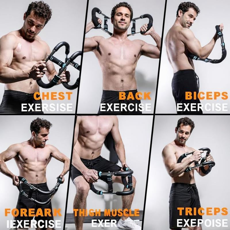 Arm Trainer,60~130Lb Adjustable Spring Workout Bar, Forearm Triceps Chest Enhanced Exercise Strengthener,Portable Home Fitness Equipment